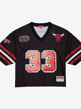Mitchell & Ness x DANNIJO Scotty Pippen Jr. Black Chicago Bulls Cropped Jersey